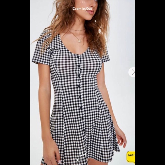 Forever21 black and white gingham button down casual dress - Picture 1 of 4